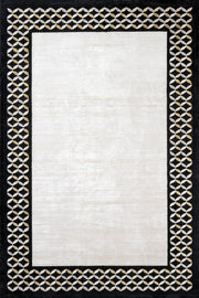Beyaz Gri Geometrik Minimalist Halı - Yıkanabilir - Kaymaz Taban - Pati Dostu