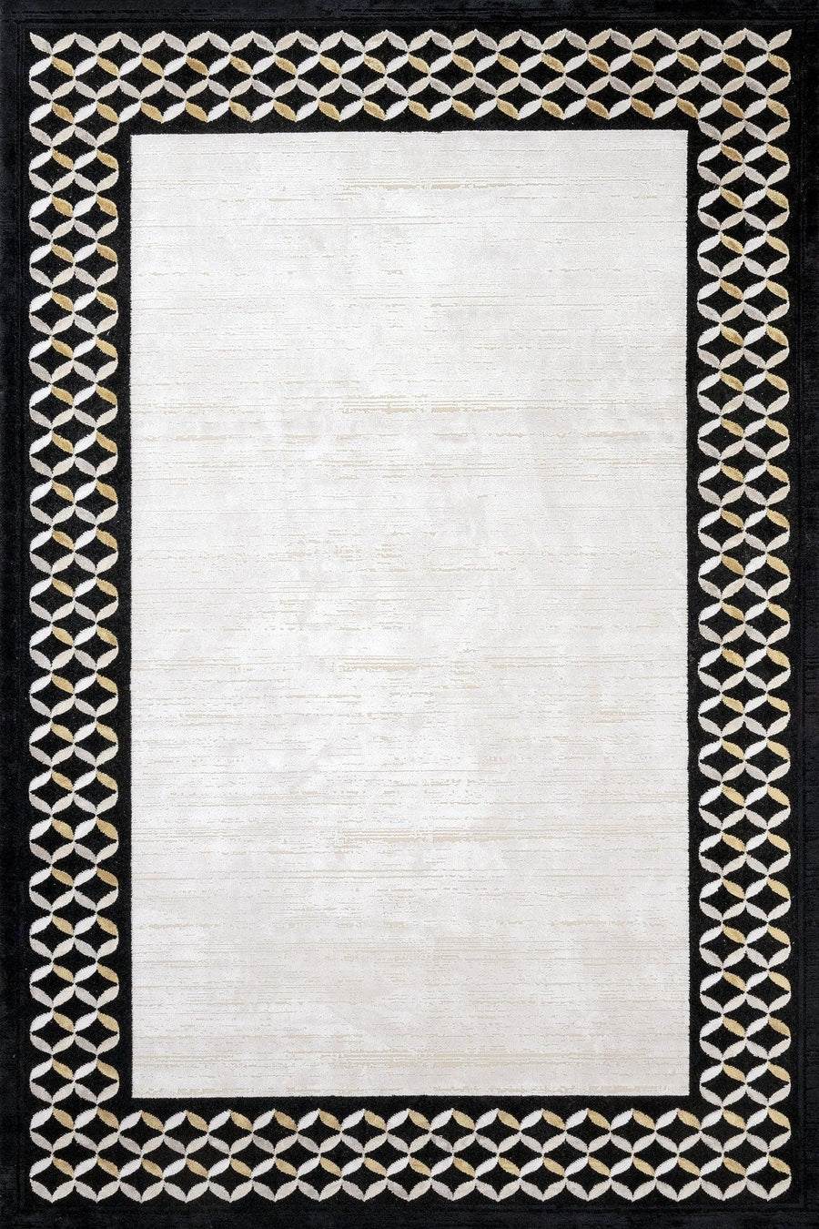 Beyaz Gri Geometrik Minimalist Halı - Yıkanabilir - Kaymaz Taban - Pati Dostu