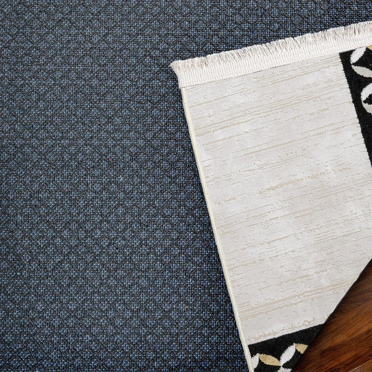 Beyaz Gri Geometrik Minimalist Halı - Yıkanabilir - Kaymaz Taban - Pati Dostu