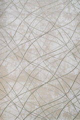 Beige Cream Modern Living Room Rug Linear - Cotton