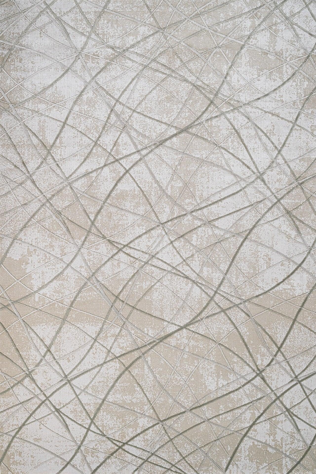 Bej Gri Geometrik Minimalist Halı - Yıkanabilir - Kaymaz Taban - Pati Dostu