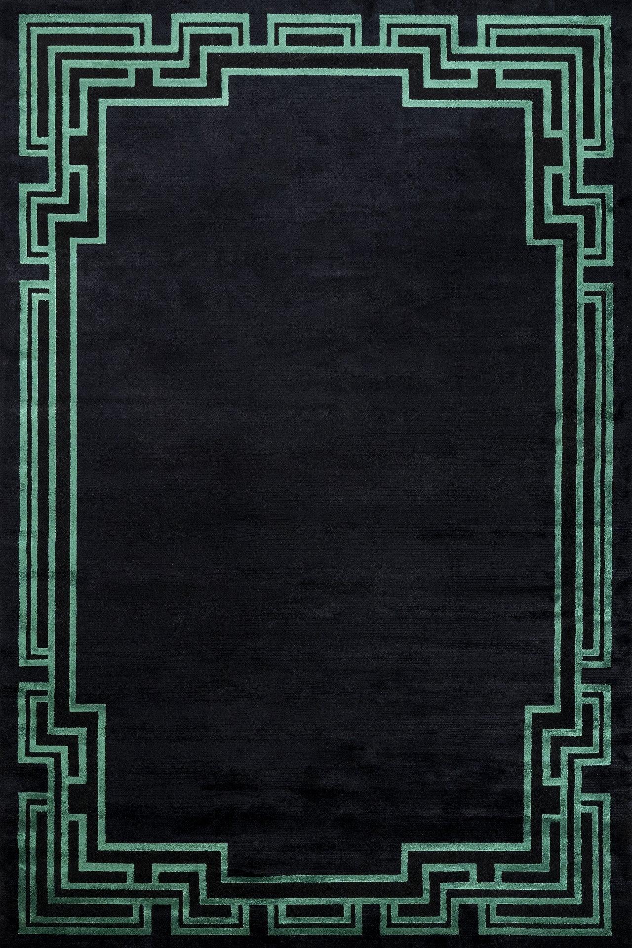 Bordürlü Geometrik Halı - Yıkanabilir - Kaymaz Taban - Pati Dostu