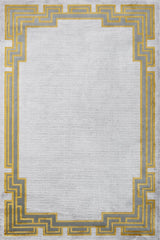 Light Grey Golden Yellow Modern Geometric Living Room Rug - Cotton
