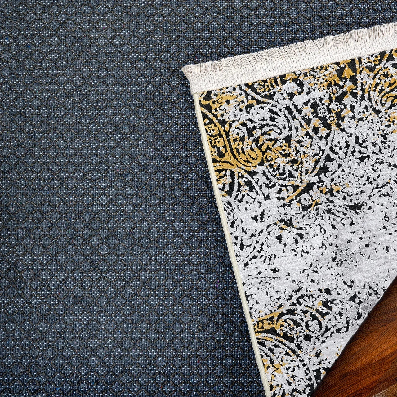 Ekru Gold Bohem Desenli Halı - Yıkanabilir - Kaymaz Taban - Pati Dostu
