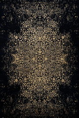 Black Gold Distressed Medallion Bedroom Rug - Cotton