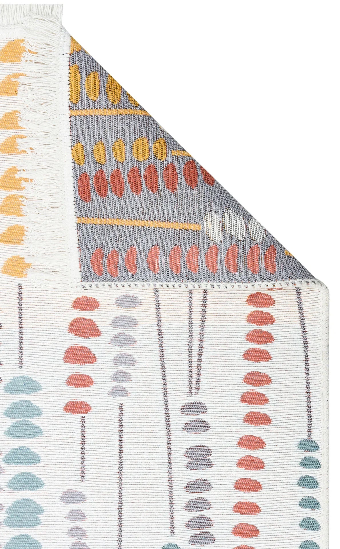 Beyaz Gri Dekoratif Modern Halı - Yıkanabilir - Kaymaz Taban - Pati Dostu