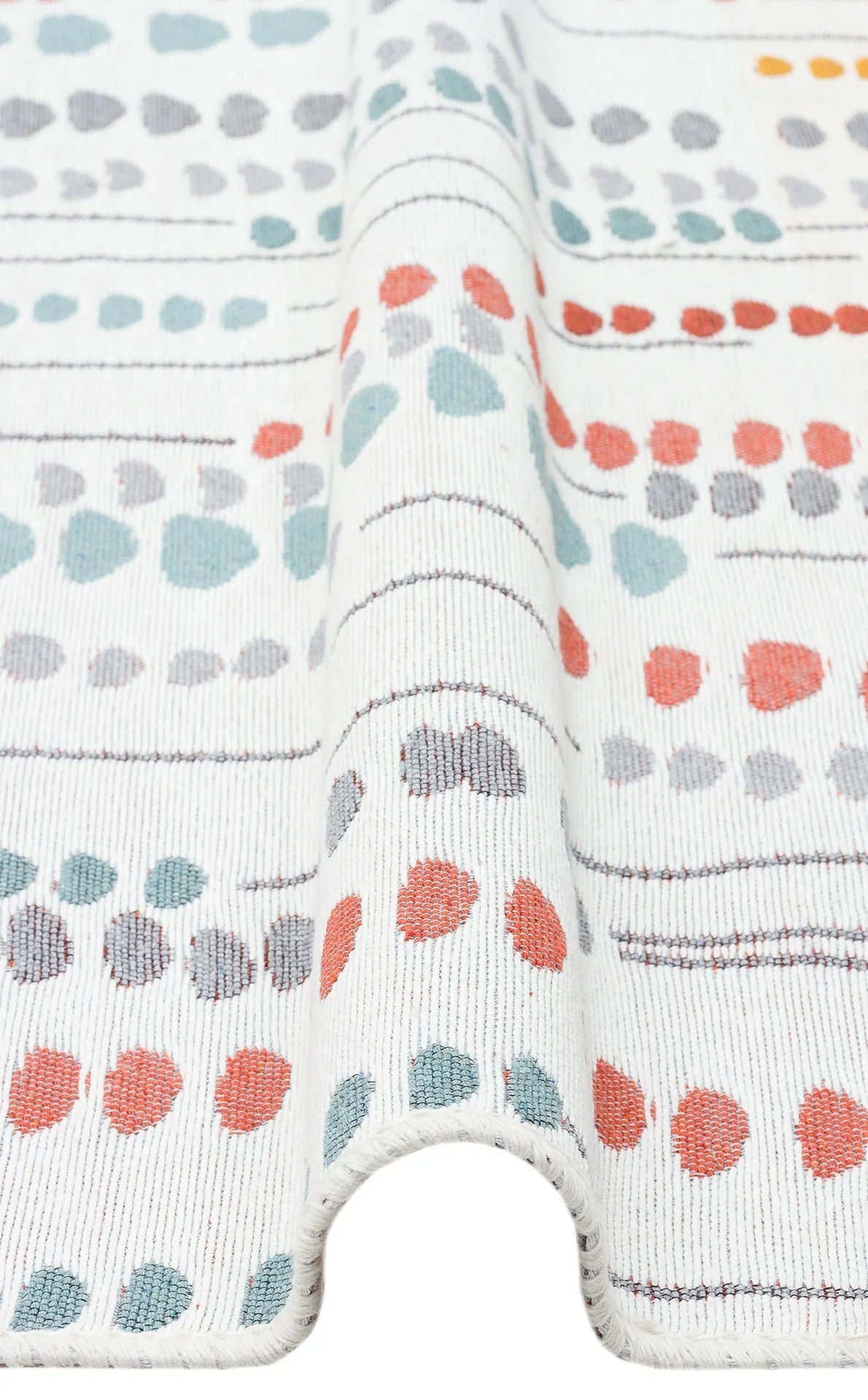 Beyaz Gri Dekoratif Modern Halı - Yıkanabilir - Kaymaz Taban - Pati Dostu