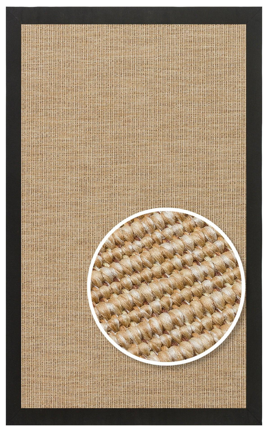 Bej Siyah Bordürlü Dekoratif Jüt Halı - Pati Dostu - Toz Vermez