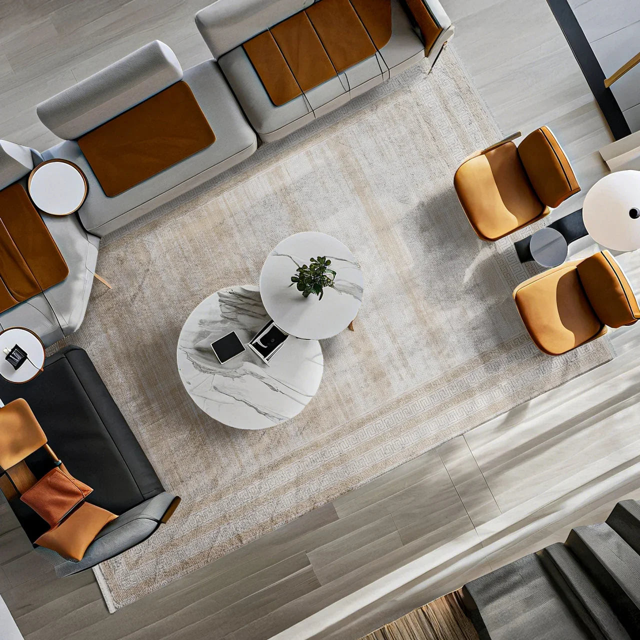 Bej Krem Minimalist Modern Halı - Yıkanabilir - Kaymaz Taban - Pati Dostu