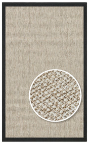 Bej Siyah Bordürlü Dekoratif Jüt Halı - Pati Dostu - Toz Vermez