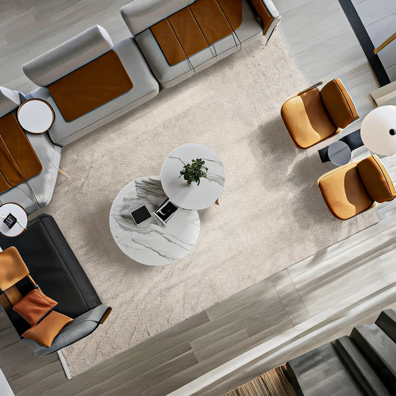 Krem Minimalist Modern Halı - Yıkanabilir - Kaymaz Taban - Pati Dostu