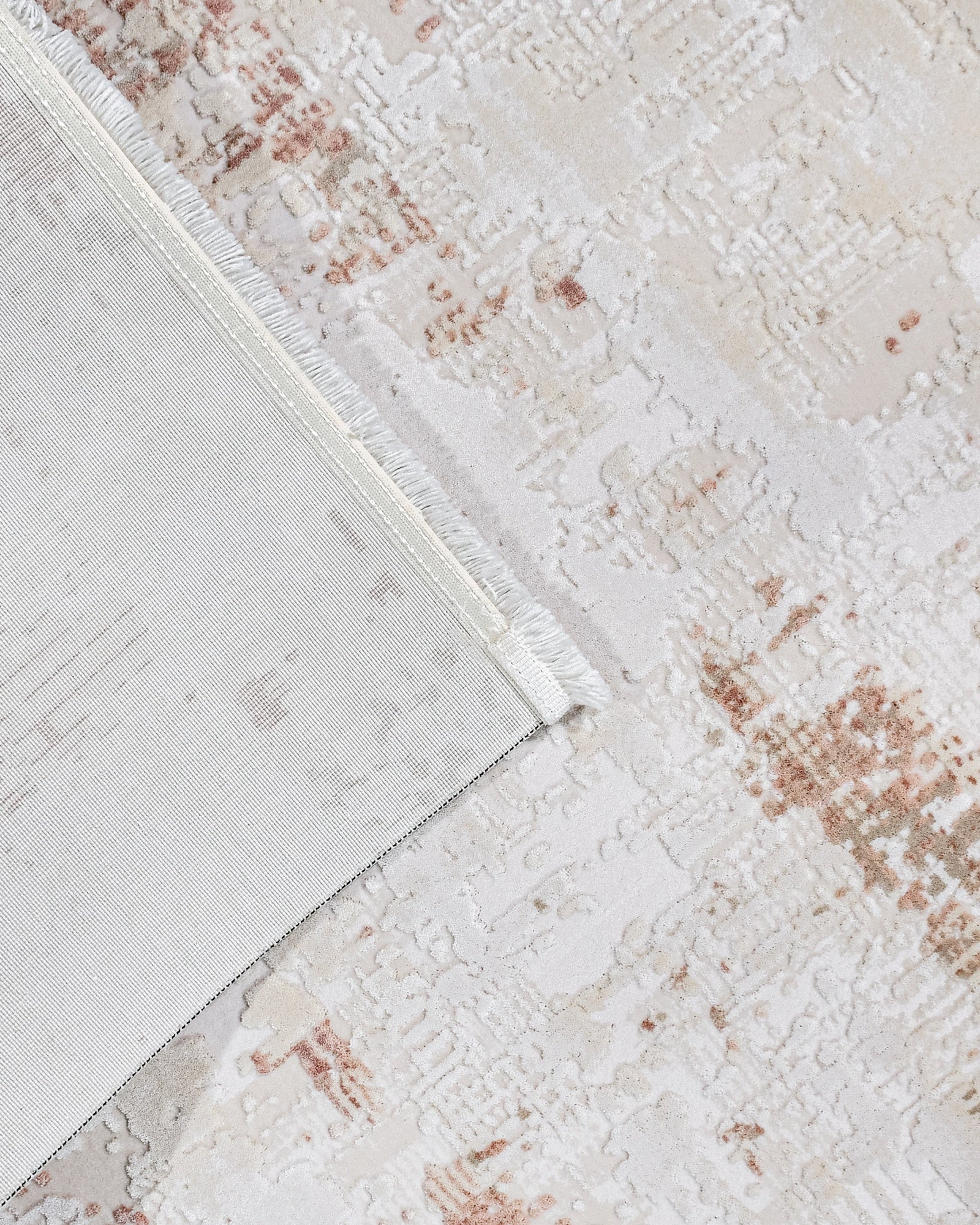 Bej Krem Dokulu Eskitme Triko Halı - Pati Dostu - Toz Vermez