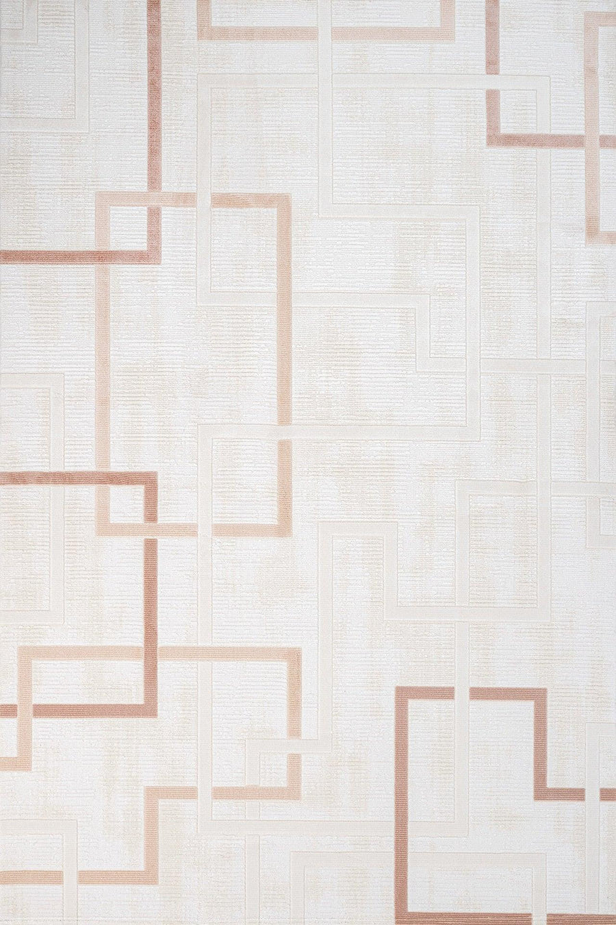 Beyaz Krem Geometrik Minimalist Halı - Yıkanabilir - Kaymaz Taban - Pati Dostu