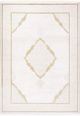 Tapis blanc et doré classique à motif géométrique, 180x250 cm