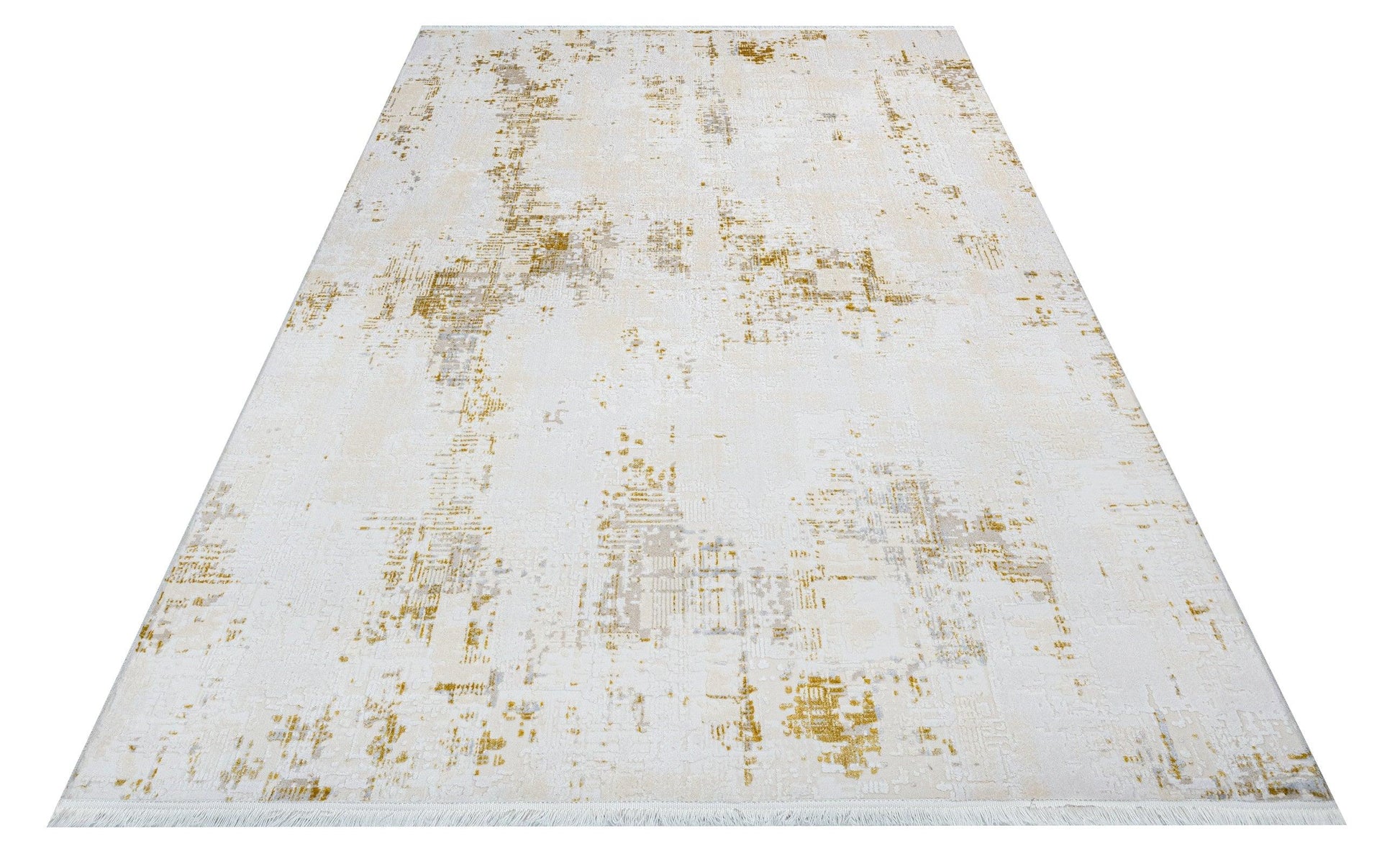 Gold Krem Mermer Desenli Modern Triko Halı - Pati Dostu - Toz Vermez