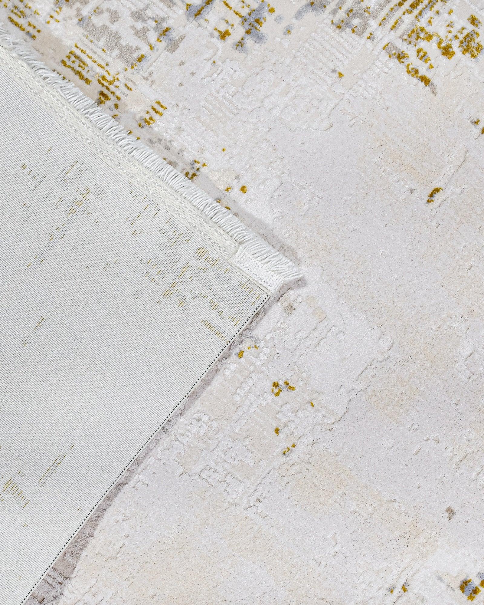Gold Krem Mermer Desenli Modern Triko Halı - Pati Dostu - Toz Vermez