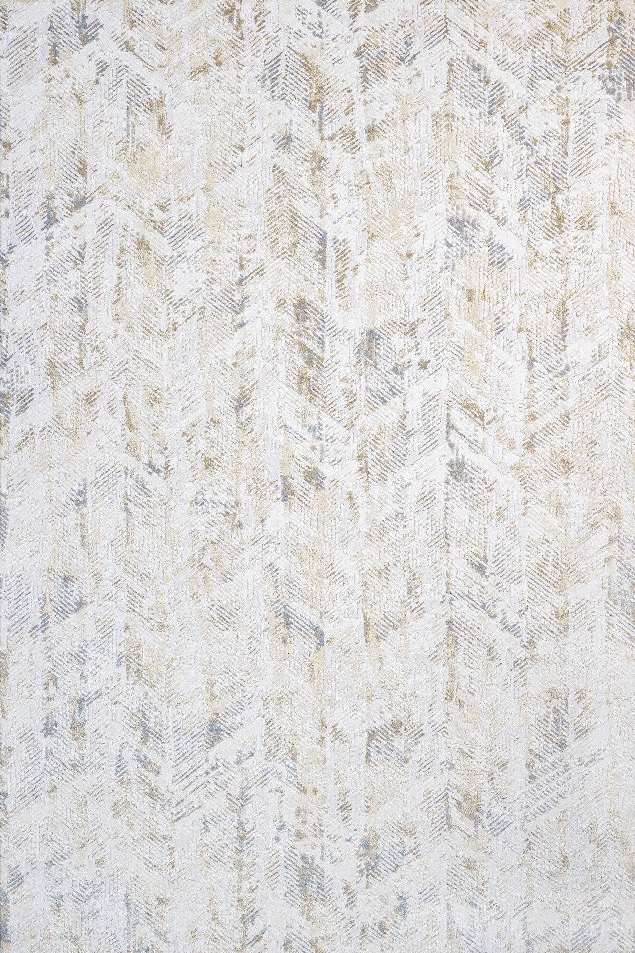 Gri Krem Geometrik Desenli Minimalist Halı - Yıkanabilir - Kaymaz Taban - Pati Dostu