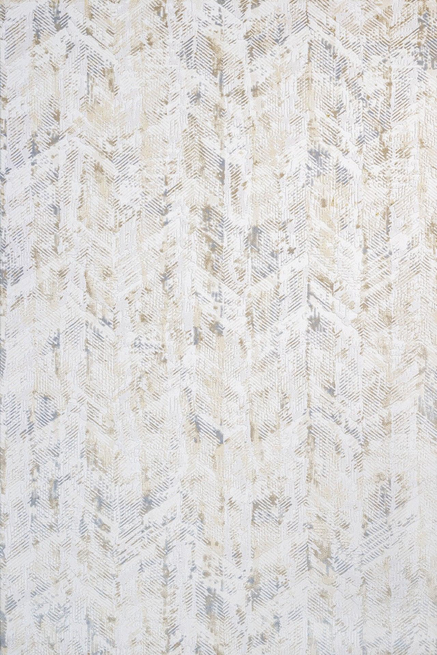 Gri Krem Geometrik Desenli Minimalist Halı - Yıkanabilir - Kaymaz Taban - Pati Dostu