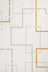 Cream Gold Modern Geometric Living Room Rug - Cotton