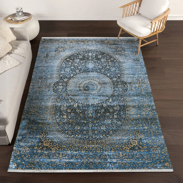 Gri Bohem Dokulu Halı - Yıkanabilir - Kaymaz Taban - Pati Dostu