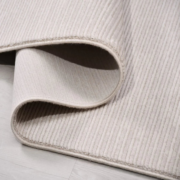 Bej Düz Minimalist Triko Halı - Pati Dostu - Toz Vermez