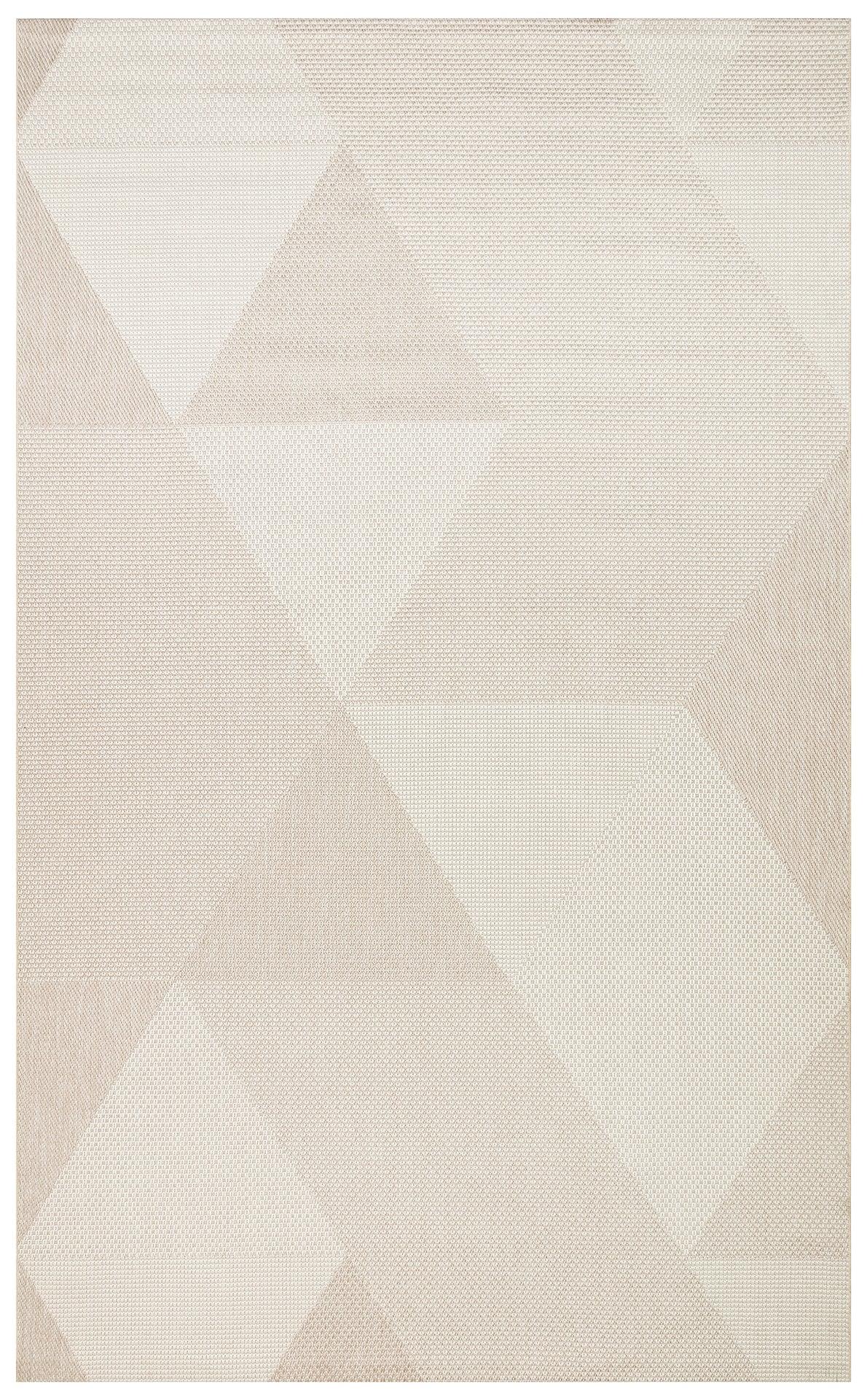 Bej Krem Geometrik Kilim Triko Halı - Pati Dostu - Toz Vermez