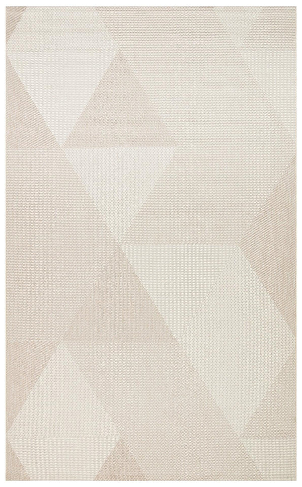 Bej Krem Geometrik Kilim Triko Halı - Pati Dostu - Toz Vermez