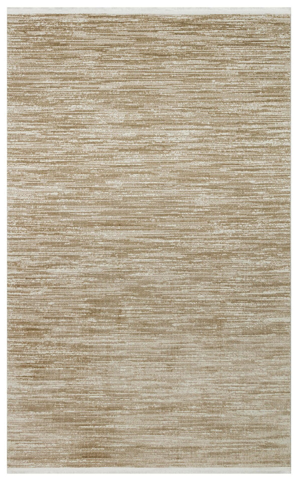 Bej Vizon Düz Eskitme Triko Halı - Pati Dostu - Toz Vermez