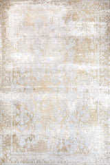 Beige Cream Distressed Floral Living Room Rug - Cotton