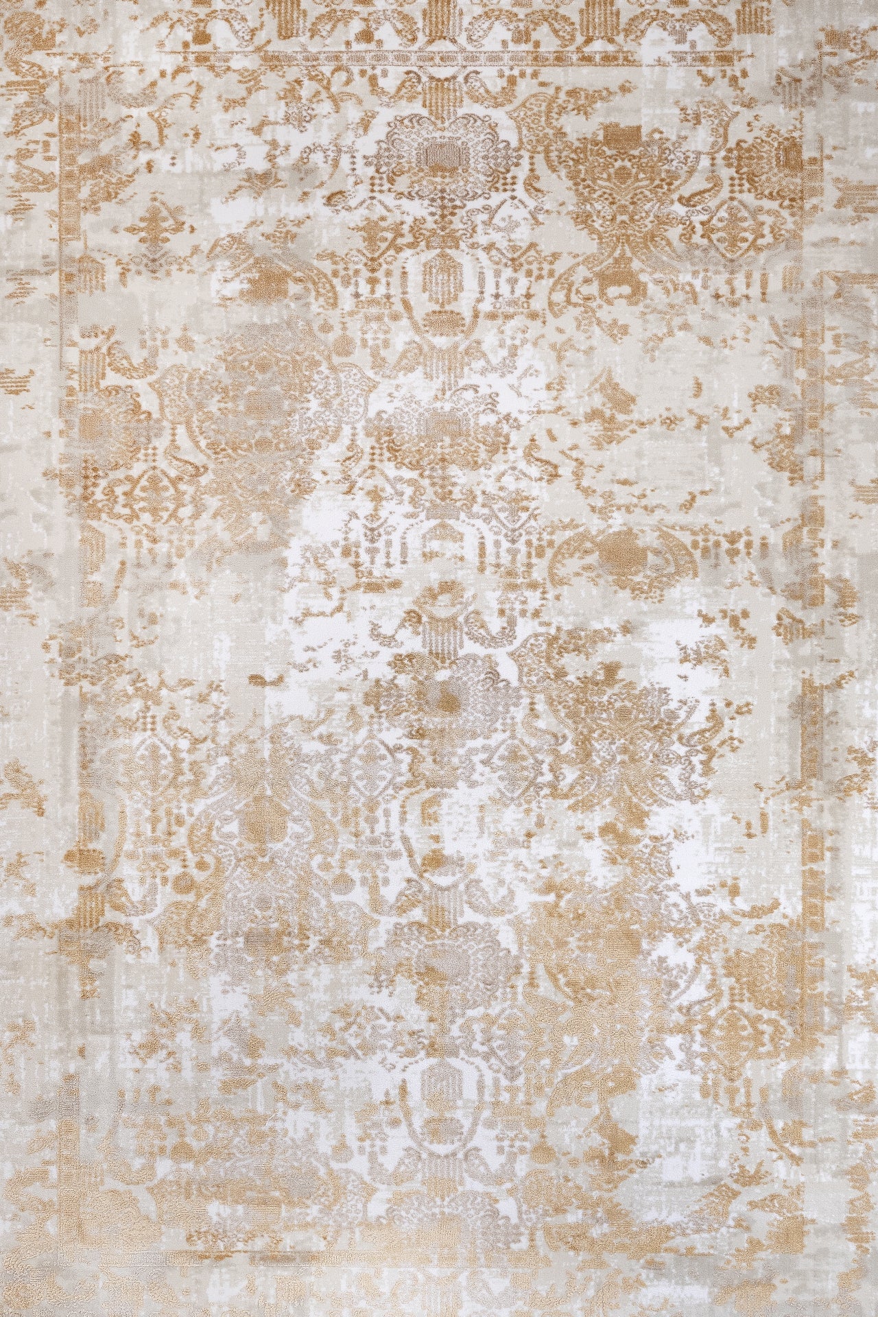 Bej Gold Bohem Dokulu Halı - Yıkanabilir - Kaymaz Taban - Pati Dostu