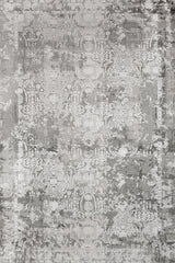 Gray Light Gray Distressed Living Room Rug - Cotton Digital Print
