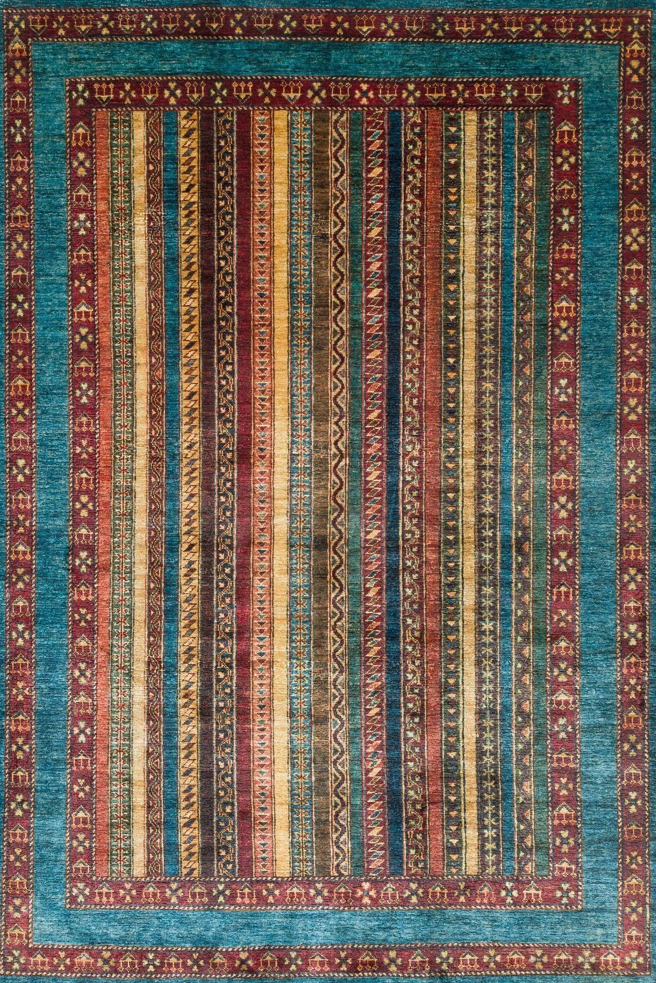 Mavi Renkli Modern Çizgili Halı - Yıkanabilir - Kaymaz Taban - Pati Dostu
