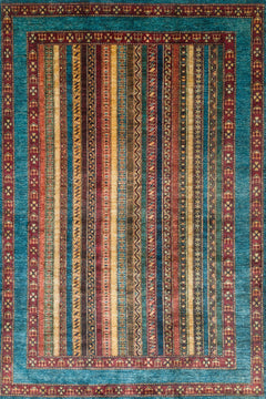 Mavi Etnik Modern Etnik Desenli Halı  | Makinada Yıkanabilir | Hav Toz Vermez | Leke Tutmayan | Kaymaz Taban | Dijital Makine Baskı | Salon Yolluk Mutfak Halısı