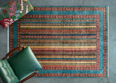 Mavi Etnik Modern Etnik Desenli Halı  | Makinada Yıkanabilir | Hav Toz Vermez | Leke Tutmayan | Kaymaz Taban | Dijital Makine Baskı | Salon Yolluk Mutfak Halısı