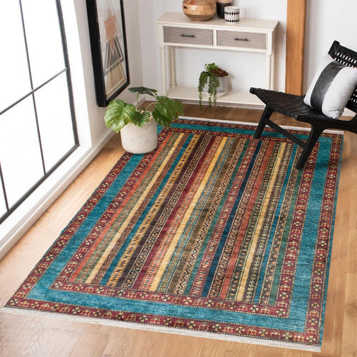 Mavi Etnik Modern Etnik Desenli Halı  | Makinada Yıkanabilir | Hav Toz Vermez | Leke Tutmayan | Kaymaz Taban | Dijital Makine Baskı | Salon Yolluk Mutfak Halısı