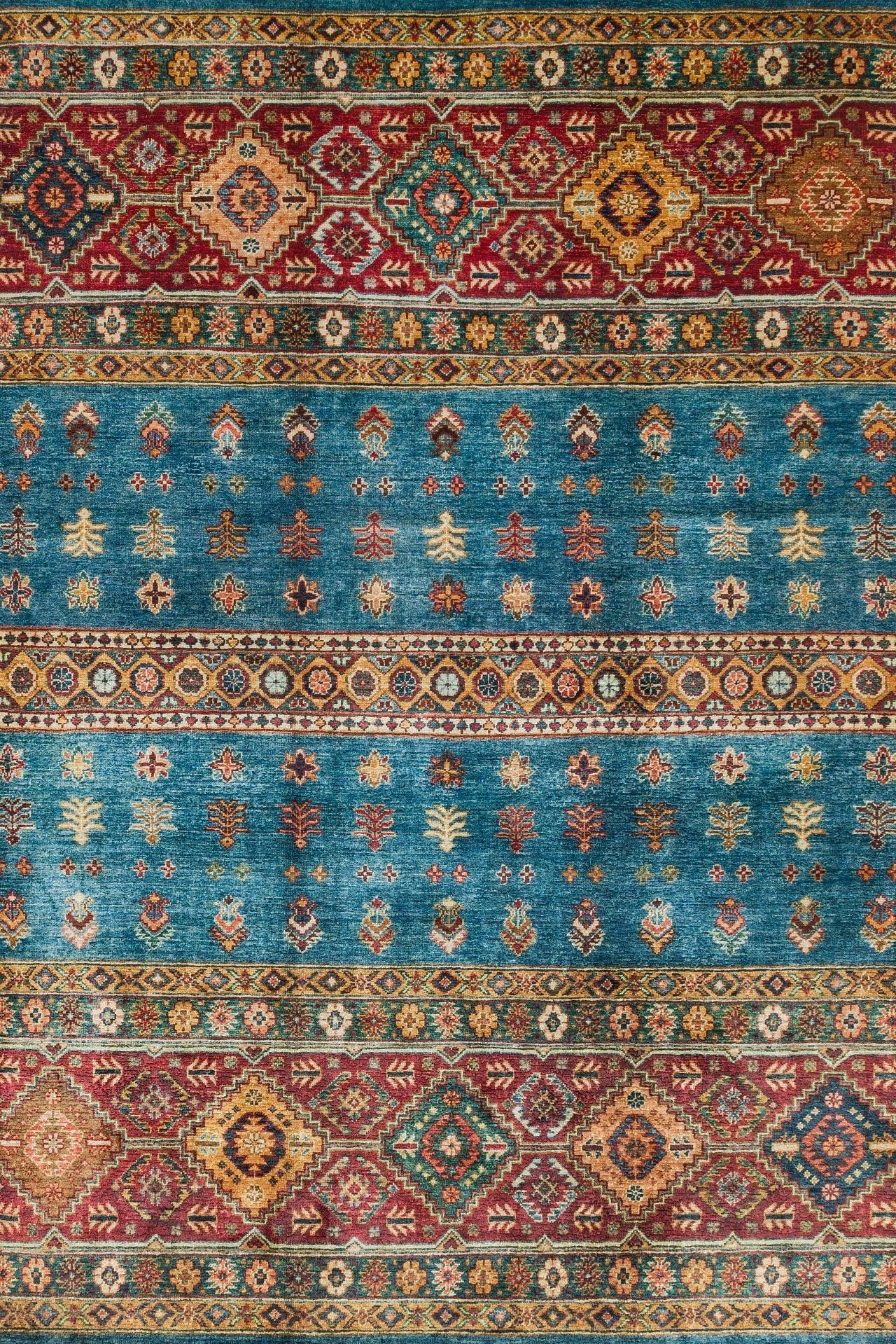 Mavi Etnik Modern Halı - Yıkanabilir - Kaymaz Taban - Pati Dostu