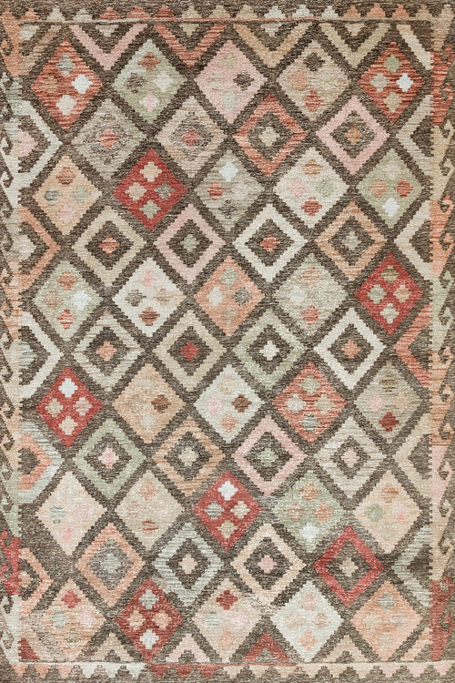 Kahve Etnik Modern Etnik Desenli Halı  | Makinada Yıkanabilir | Hav Toz Vermez | Leke Tutmayan | Kaymaz Taban | Dijital Makine Baskı | Salon Yolluk Mutfak Halısı