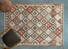 Kahve Etnik Modern Etnik Desenli Halı  | Makinada Yıkanabilir | Hav Toz Vermez | Leke Tutmayan | Kaymaz Taban | Dijital Makine Baskı | Salon Yolluk Mutfak Halısı