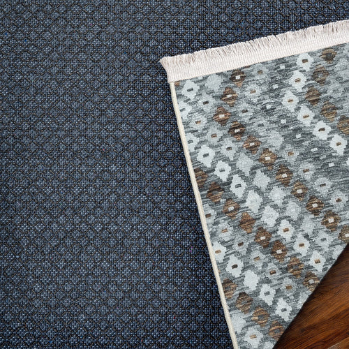 Gri Geometrik Modern Etnik Desenli Halı  | Makinada Yıkanabilir | Hav Toz Vermez | Leke Tutmayan | Kaymaz Taban | Dijital Makine Baskı | Salon Yolluk Mutfak Halısı