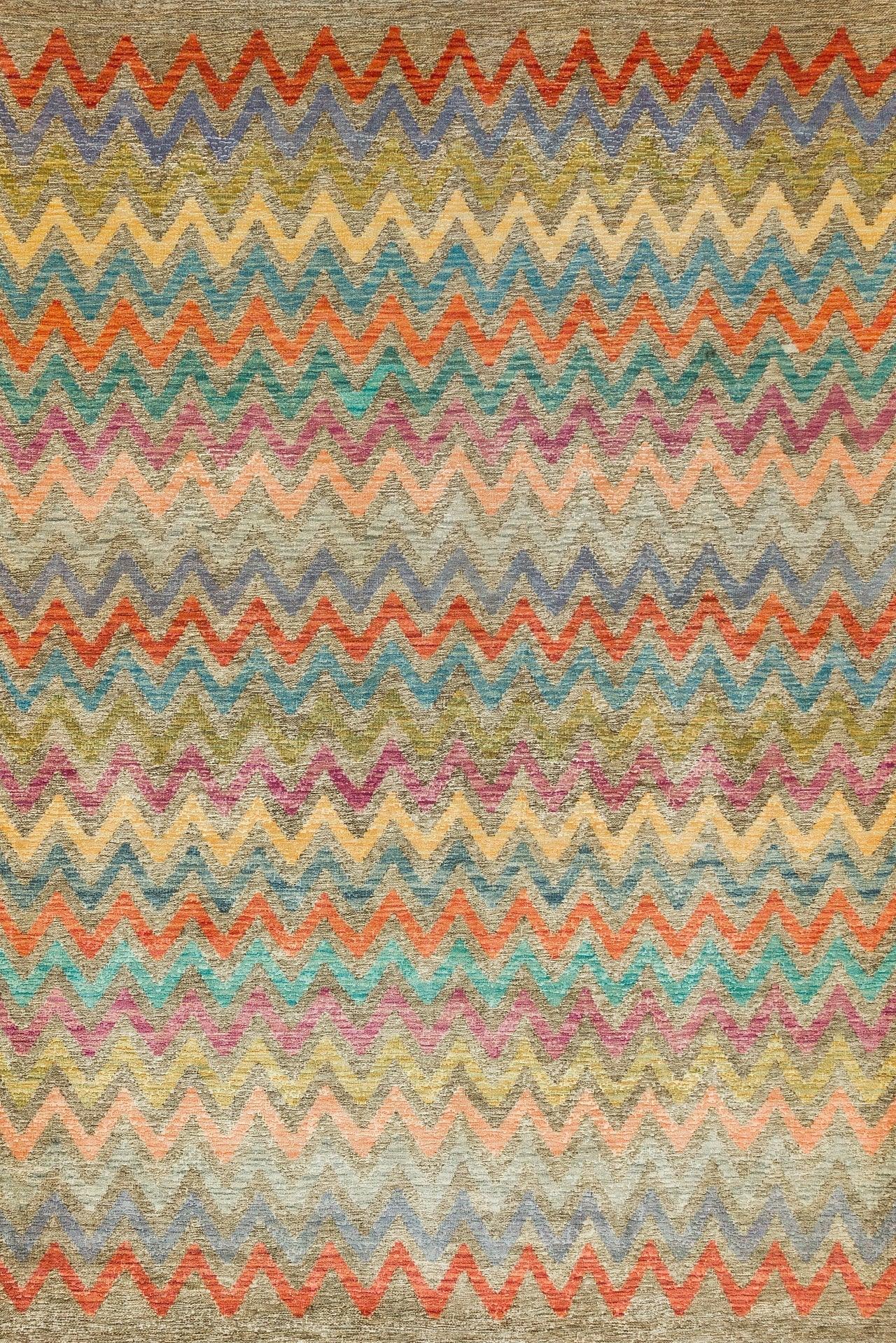 Renkli Vizon Geometrik Modern Halı - Yıkanabilir - Kaymaz Taban - Pati Dostu