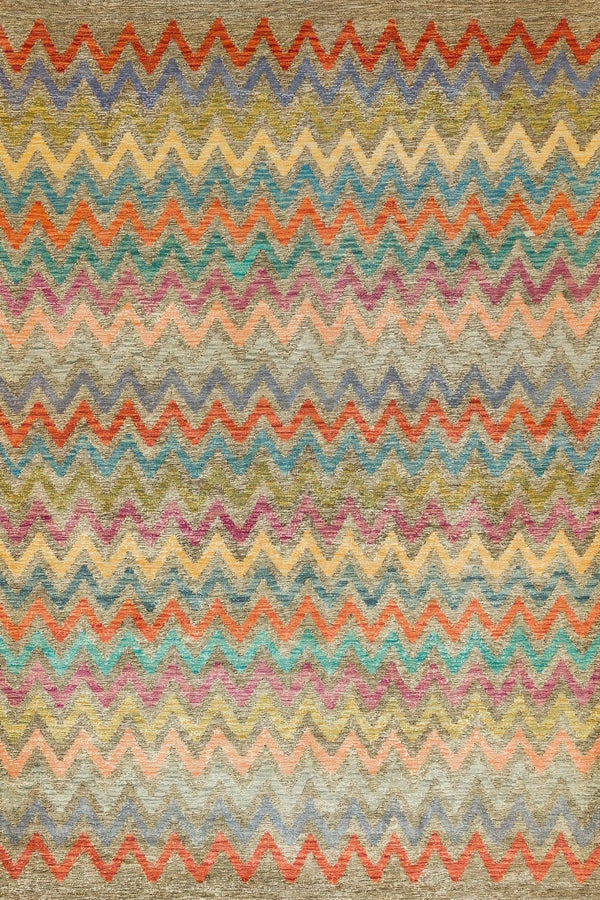 Renkli Vizon Geometrik Modern Halı - Yıkanabilir - Kaymaz Taban - Pati Dostu