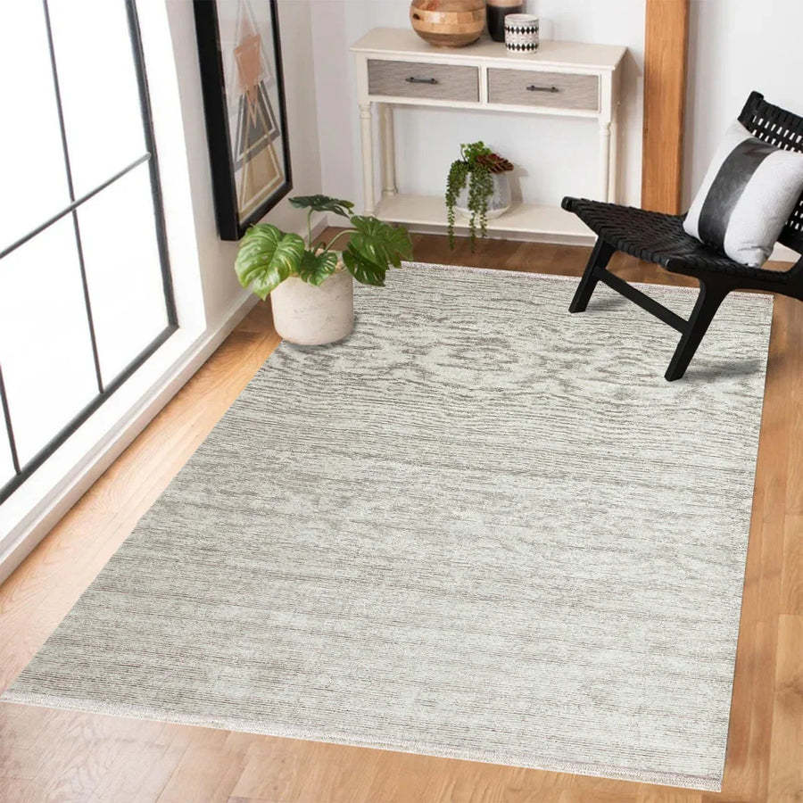 Bej Krem Düz Modern Halı - Yıkanabilir - Kaymaz Taban - Pati Dostu