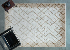 Krem Geometrik Modern Etnik Desenli Halı  | Makinada Yıkanabilir | Hav Toz Vermez | Leke Tutmayan | Kaymaz Taban | Dijital Makine Baskı | Salon Yolluk Mutfak Halısı