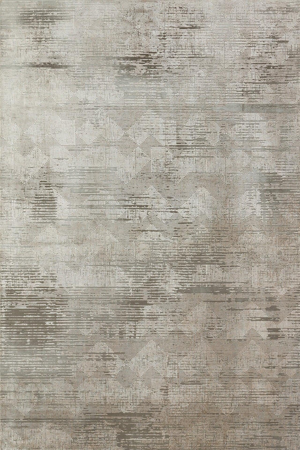 Bej Gri Bordürlü Modern Halı - Yıkanabilir - Kaymaz Taban - Pati Dostu