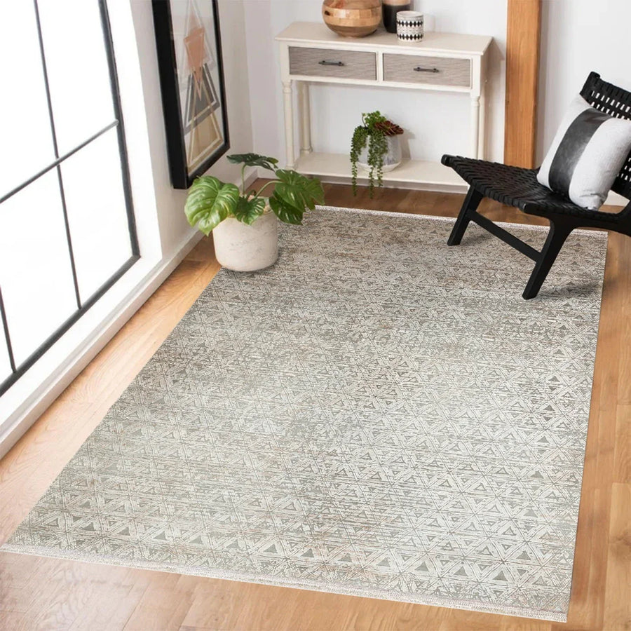 Gri Düz Modern Halı - Yıkanabilir - Kaymaz Taban - Pati Dostu
