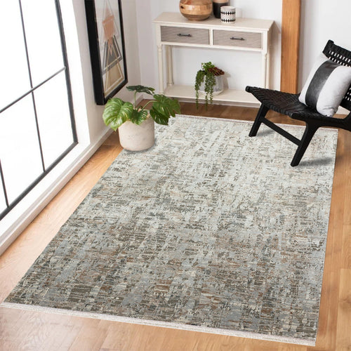 Bej Modern Modern Etnik Desenli Halı  | Makinada Yıkanabilir | Hav Toz Vermez | Leke Tutmayan | Kaymaz Taban | Dijital Makine Baskı | Salon Yolluk Mutfak Halısı