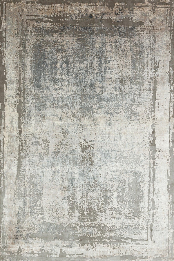 Gri Krem Eskitme Modern Halı - Yıkanabilir - Kaymaz Taban - Pati Dostu