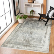 Gri Krem Eskitme Modern Halı - Yıkanabilir - Kaymaz Taban - Pati Dostu