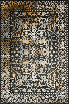 Siyah Çerçeveli Modern Etnik Desenli Halı  | Makinada Yıkanabilir | Hav Toz Vermez | Leke Tutmayan | Kaymaz Taban | Dijital Makine Baskı | Salon Yolluk Mutfak Halısı