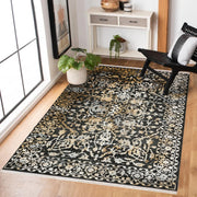 Siyah Çerçeveli Modern Etnik Desenli Halı  | Makinada Yıkanabilir | Hav Toz Vermez | Leke Tutmayan | Kaymaz Taban | Dijital Makine Baskı | Salon Yolluk Mutfak Halısı